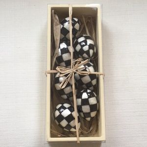Mackenzie-Childs Black & White Check Egg Ornaments